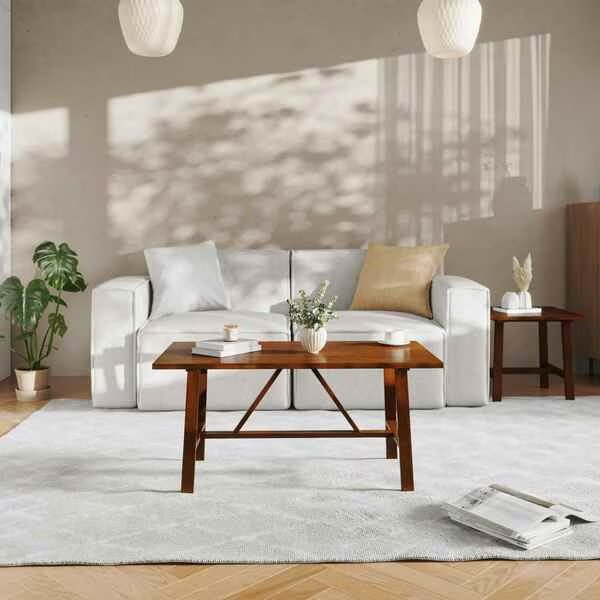 Eli Solid Wood Farmhouse Coffee Table, Trestle Style Accent Table in Walnut, Flash Furniture, Mfr#: LFS-2013-WAL-GG